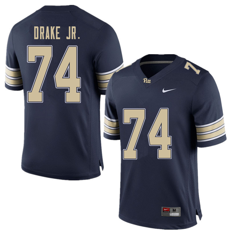 Men #74 Jerry Drake Jr. Pittsburgh Panthers College Football Jerseys Sale-Home Blue